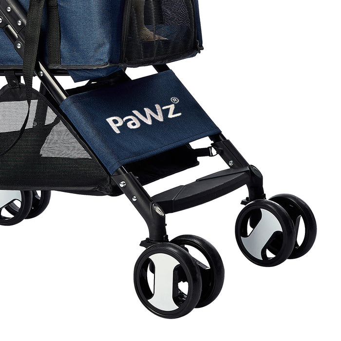 PaWz Large Pet Stroller Dog Cat Carrier Blue-2052531541485162500