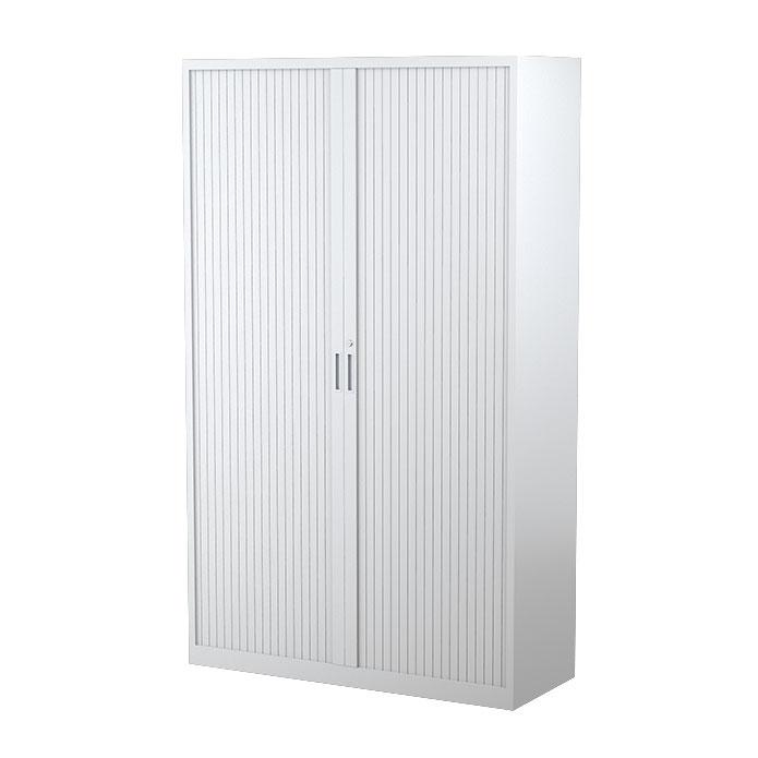 Five Shelf Steelco Tambour Door Cabinet 1200mm White Satin
