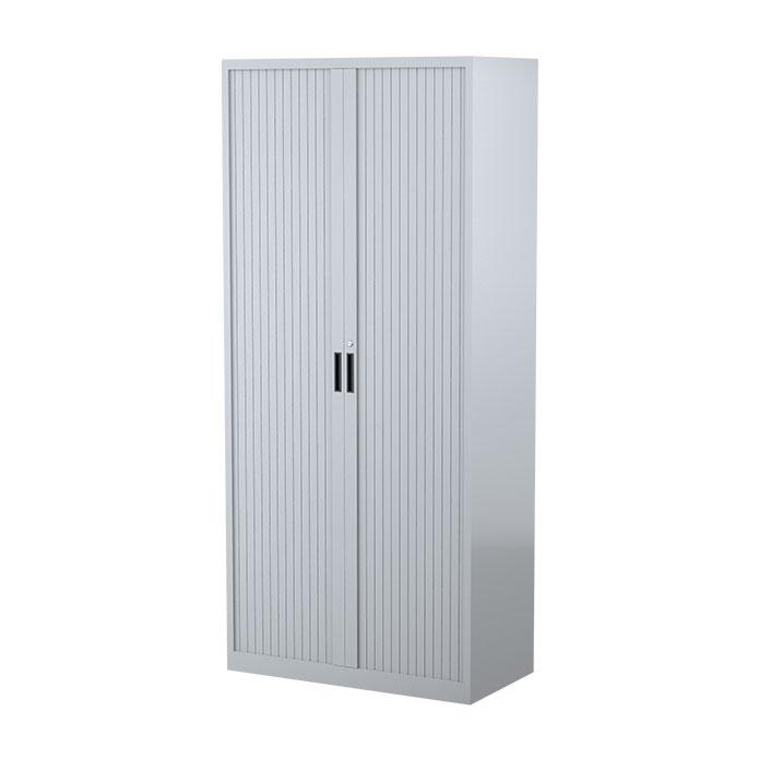 Five Shelf Steelco Tambour Door Cabinet 900mm Silver Gray