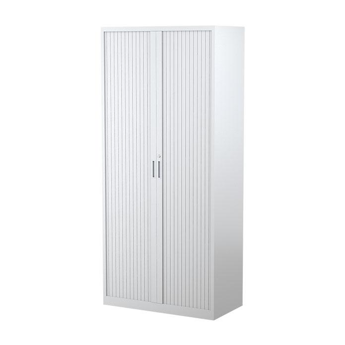 Five Shelf Steelco Tambour Door Cabinet 900mm White Satin