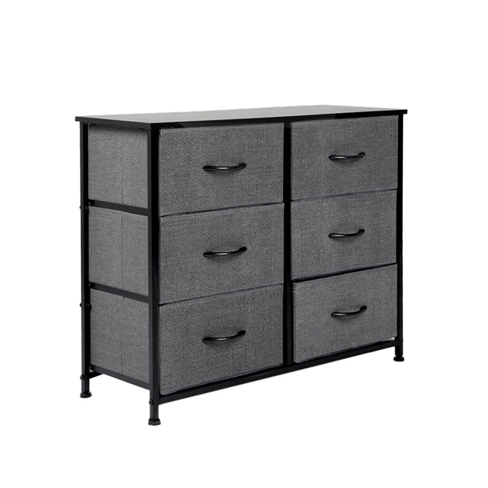 Levede Storage Cabinet Tower Chest of Drawers Dresser Tallboy 6 Drawer Dark Grey