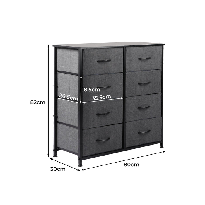 Levede Storage Cabinet Tower Chest of Drawers Dresser Tallboy Drawer Dark Grey
