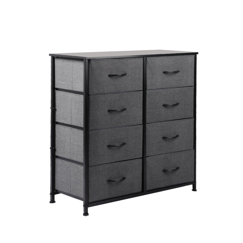 Levede Storage Cabinet Tower Chest of Drawers Dresser Tallboy Drawer Dark Grey 8 Drawer