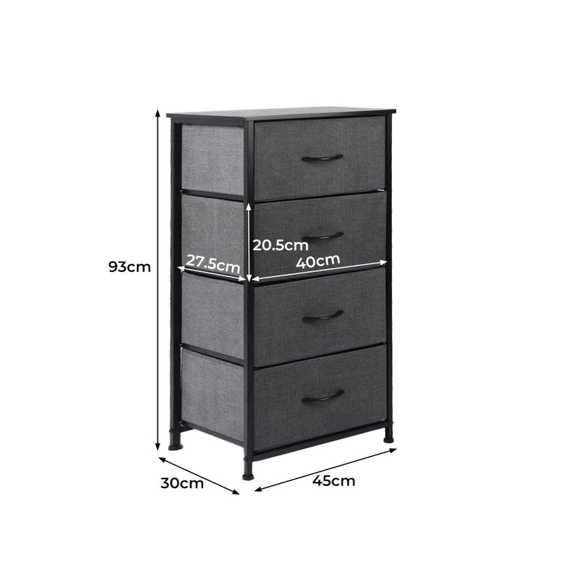 Levede Storage Cabinet Tower Chest of Drawers Dresser Tallboy Drawer Dark Grey