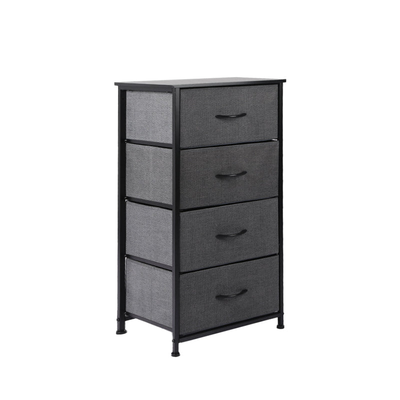 Levede Storage Cabinet Tower Chest of Drawers Dresser Tallboy Drawer Dark Grey 4 Drawer