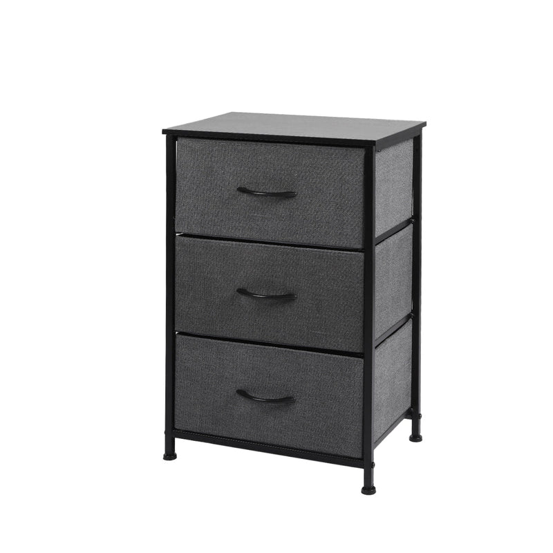 Levede Storage Cabinet Tower Chest of Drawers Dresser Tallboy Drawer Dark Grey 3 Drawer
