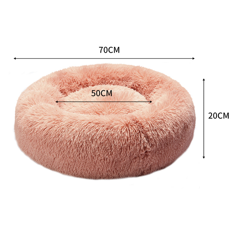 PaWz Pet Bed Cat Dog Donut Nest Calming Kennel Cave Deep Sleeping Pink