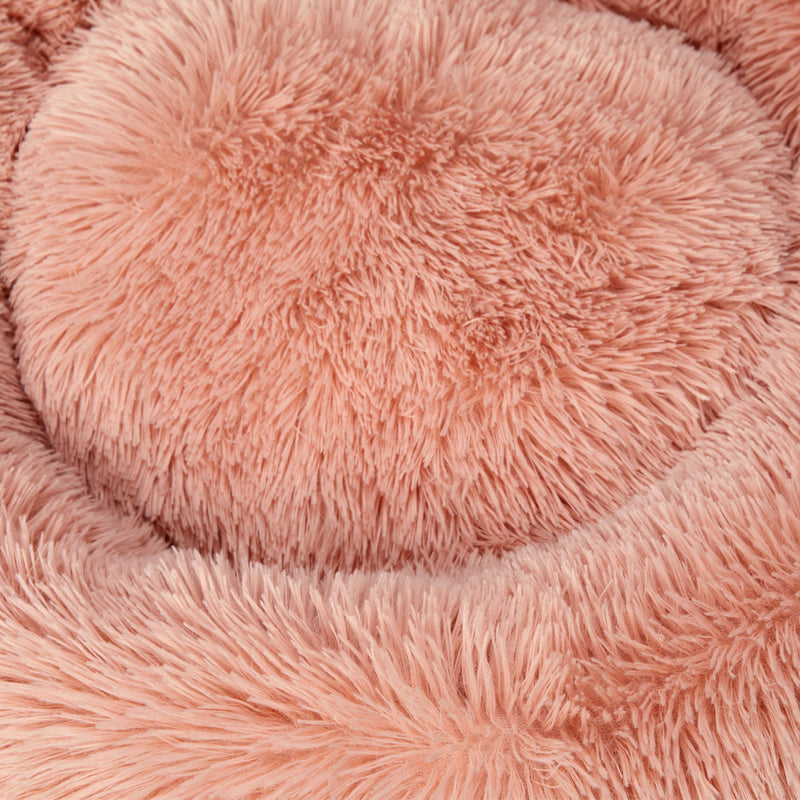 PaWz Pet Bed Cat Dog Donut Nest Calming Kennel Cave Deep Sleeping Pink