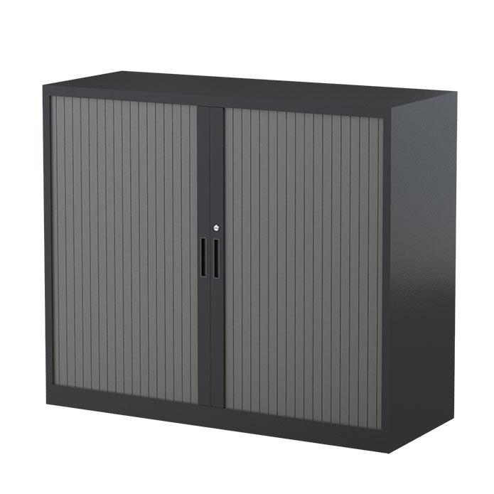 Steelco Two Shelf Tambour Door Cabinet 1200mm Graphite Ripple