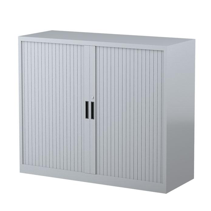 Steelco Two Shelf Tambour Door Cabinet 1200mm Silver Gray