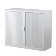 Steelco Two Shelf Tambour Door Cabinet 1200mm White Satin