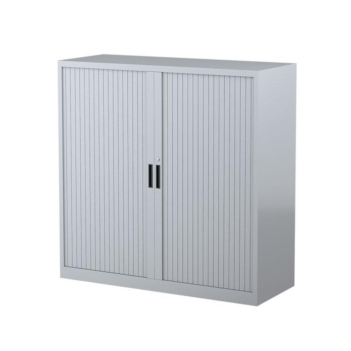 Steelco Three Shelf Tambour Door Cabinet 1200mm 1200mm Silver Gray