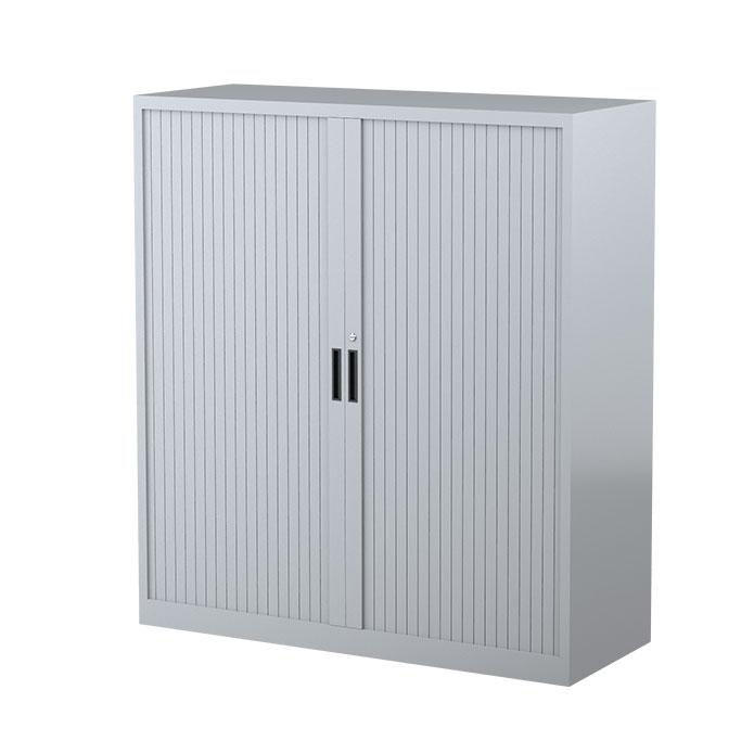 Steelco Three Shelf Tambour Door Cabinet 1200mm 1320mm Silver Gray