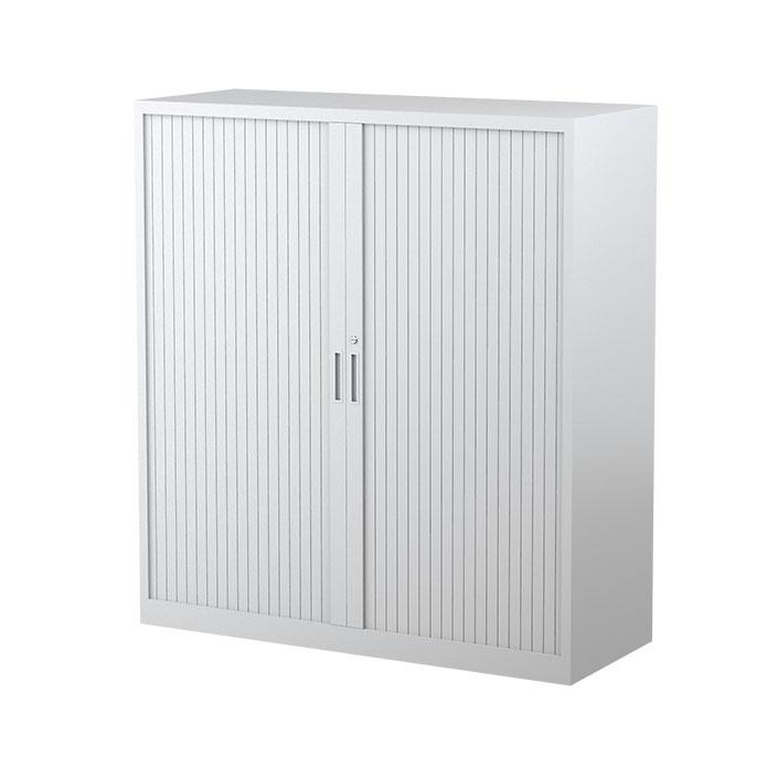 Steelco Three Shelf Tambour Door Cabinet 1200mm 1320mm White Satin