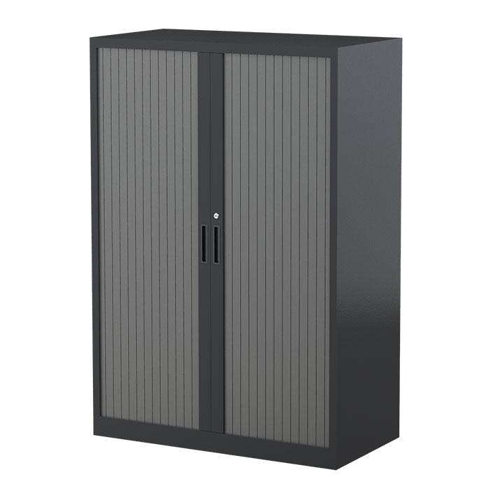 Steelco Three Shelf Tambour Door Cabinet 900mm 1320mm Graphite Ripple