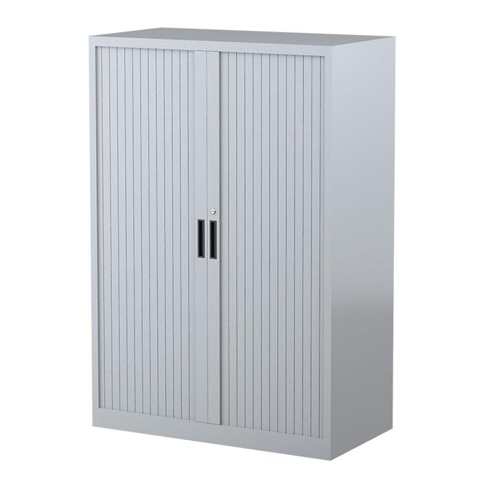 Steelco Three Shelf Tambour Door Cabinet 900mm 1320mm Silver Gray