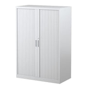 Steelco Three Shelf Tambour Door Cabinet 900mm 1320mm White Satin