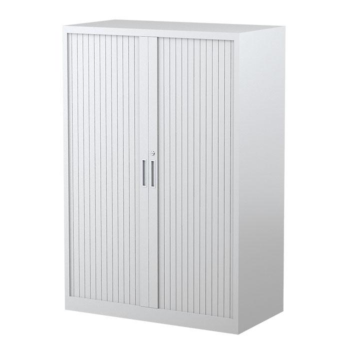 Steelco Three Shelf Tambour Door Cabinet 900mm 1320mm White Satin