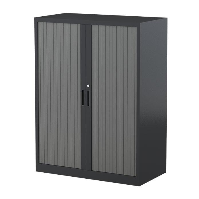 Steelco Three Shelf Tambour Door Cabinet 900mm 1200mm Graphite Ripple