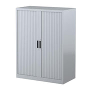 Steelco Three Shelf Tambour Door Cabinet 900mm 1200mm Silver Gray
