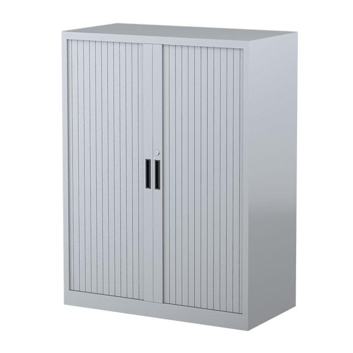 Steelco Three Shelf Tambour Door Cabinet 900mm 1200mm Silver Gray