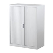 Steelco Three Shelf Tambour Door Cabinet 900mm 1200mm White Satin