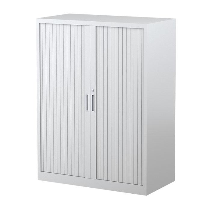 Steelco Three Shelf Tambour Door Cabinet 900mm 1200mm White Satin