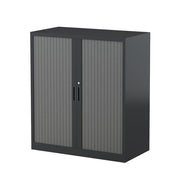 Steelco Two Shelf Tambour Door Cabinet 900mm Graphite Ripple