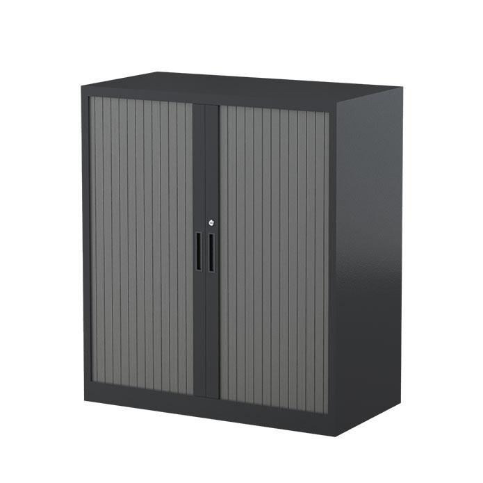 Steelco Two Shelf Tambour Door Cabinet 900mm Graphite Ripple