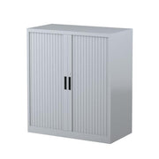 Steelco Two Shelf Tambour Door Cabinet 900mm Silver Gray