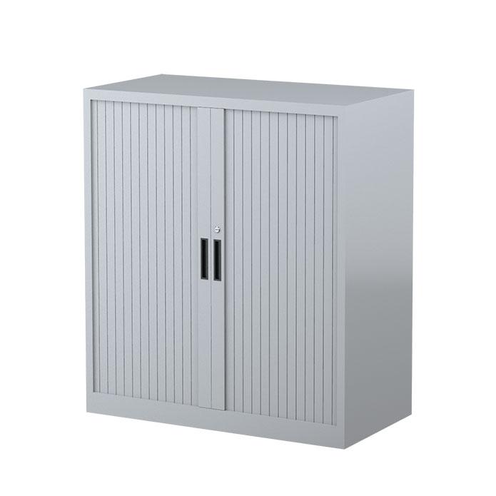Steelco Two Shelf Tambour Door Cabinet 900mm Silver Gray