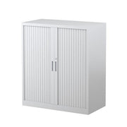Steelco Two Shelf Tambour Door Cabinet 900mm White Satin