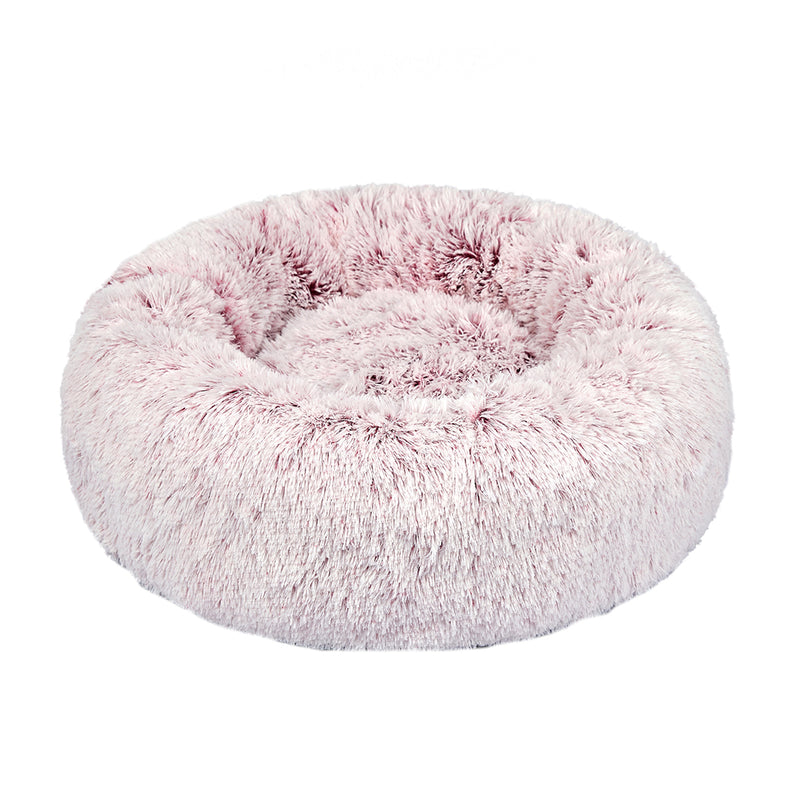 PaWz Pet Bed Cat Dog Donut Nest Calming Mat Soft Plush Kennel Pink