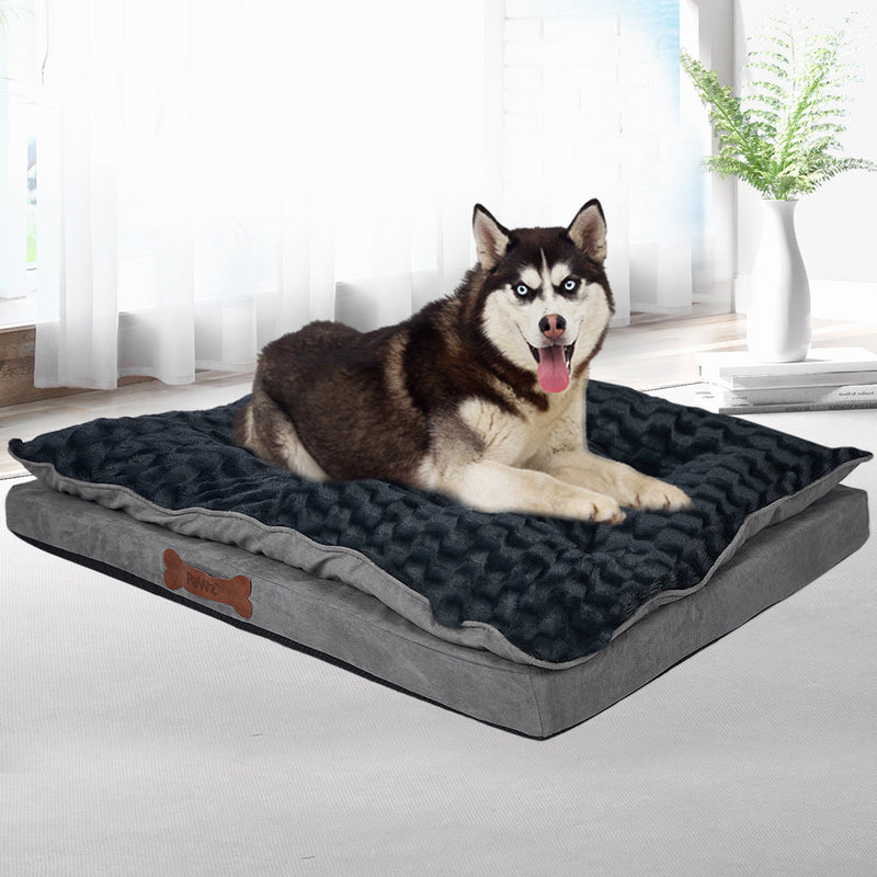 Dog Calming Bed Warm Soft Plush Comfy Sleeping Memory Foam Mattress Dark Grey