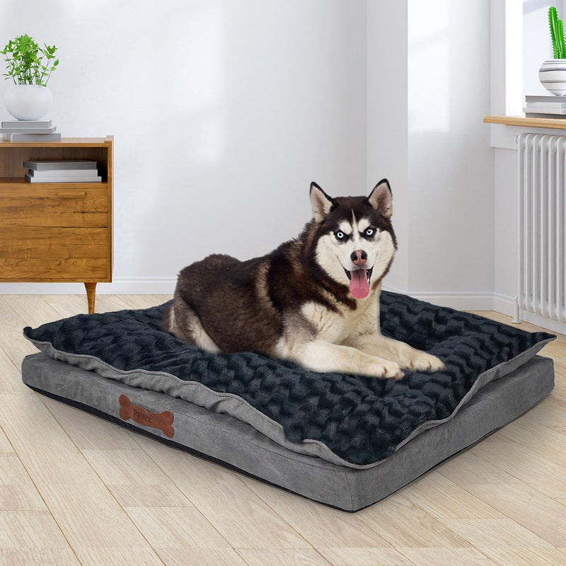 Dog Calming Bed Warm Soft Plush Comfy Sleeping Memory Foam Mattress Dark Grey