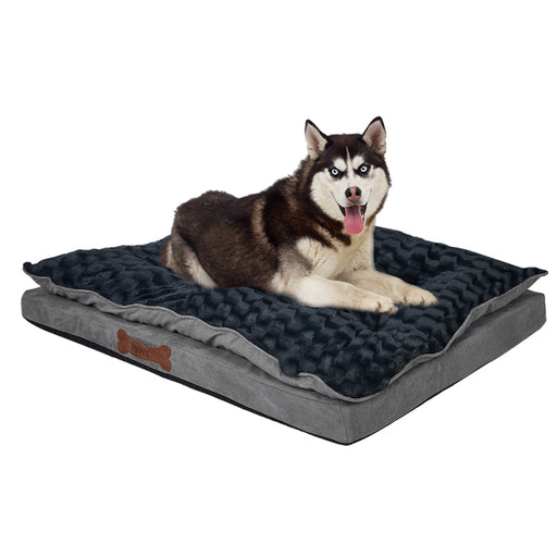 Dog Calming Bed Warm Soft Plush Comfy Sleeping Memory Foam Mattress Dark Grey M