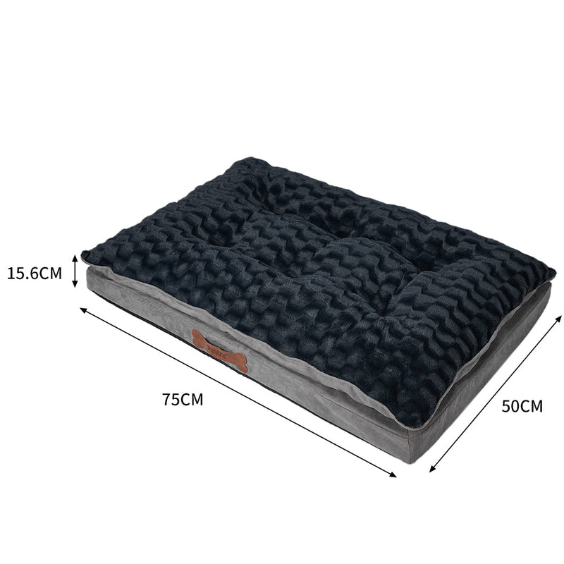 Dog Calming Bed Warm Soft Plush Comfy Sleeping Memory Foam Mattress Dark Grey