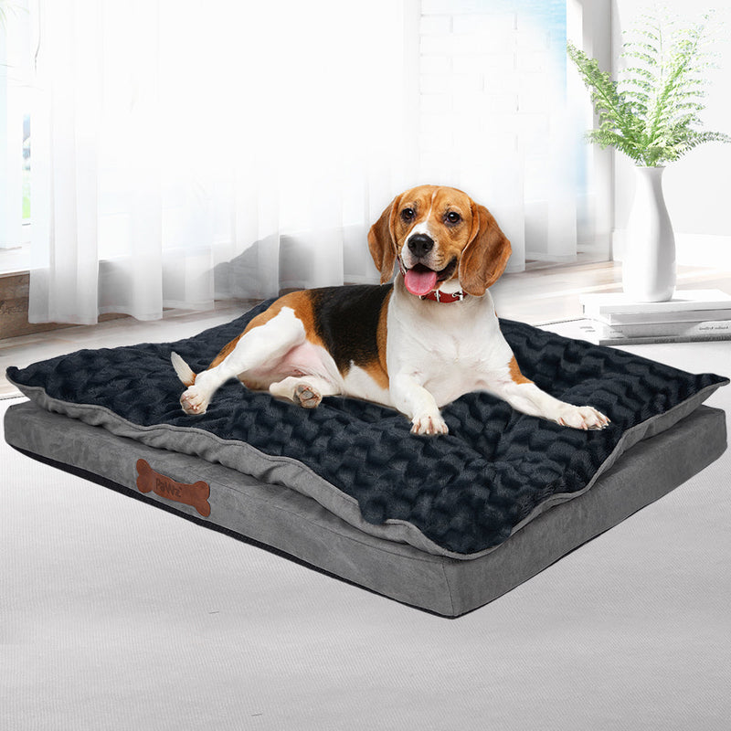 Dog Calming Bed Warm Soft Plush Comfy Sleeping Memory Foam Mattress Dark Grey