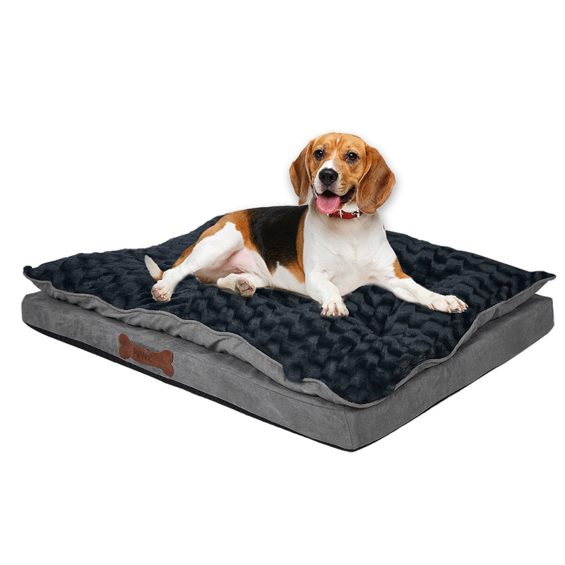 Dog Calming Bed Warm Soft Plush Comfy Sleeping Memory Foam Mattress Dark Grey