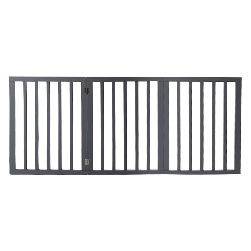 Wooden Pet Gate Dog Fence Retractable Barrier Portable Door 3 Panel