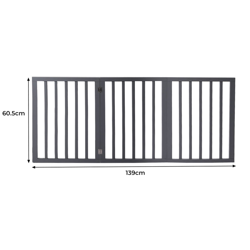 Wooden Pet Gate Dog Fence Retractable Barrier Portable Door 3 Panel