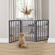 Wooden Pet Gate Dog Fence Retractable Barrier Portable Door 3 Panel