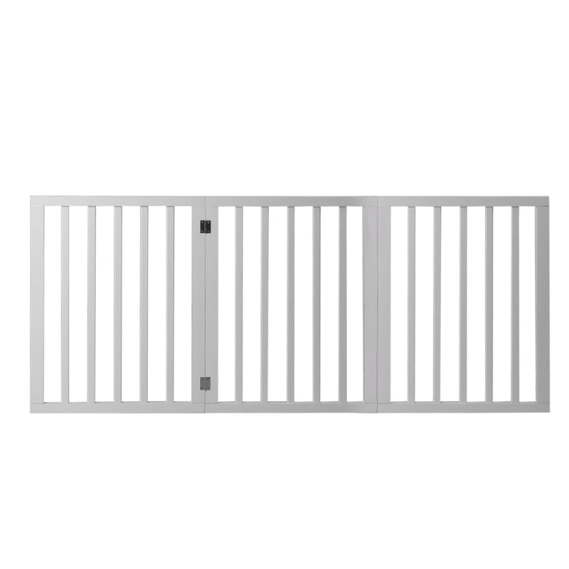 Wooden Pet Gate Dog Fence Retractable Barrier Portable Door 3 Panel