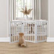 Wooden Pet Gate Dog Fence Retractable Barrier Portable Door 3 Panel