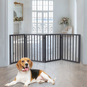 Wooden Pet Gate Dog Fence Retractable Barrier Portable Door 4 Panel