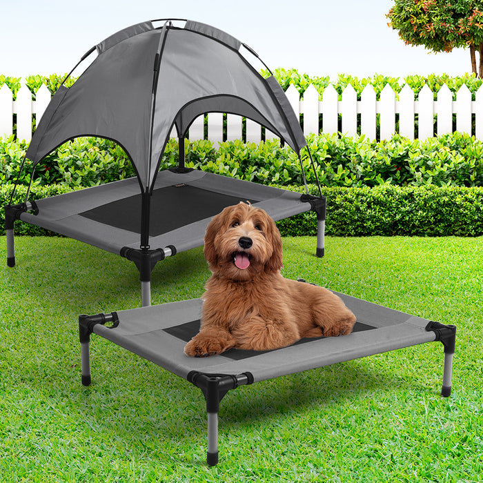 PaWz Pet Trampoline Bed Dog Cat Elevated Hammock With Canopy Raised Heavy Duty
