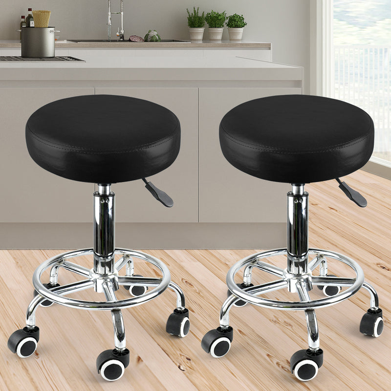 2x Levede Swivel Salon Barstool Hairdressing Stool Barber Chair Equipment Beauty Black