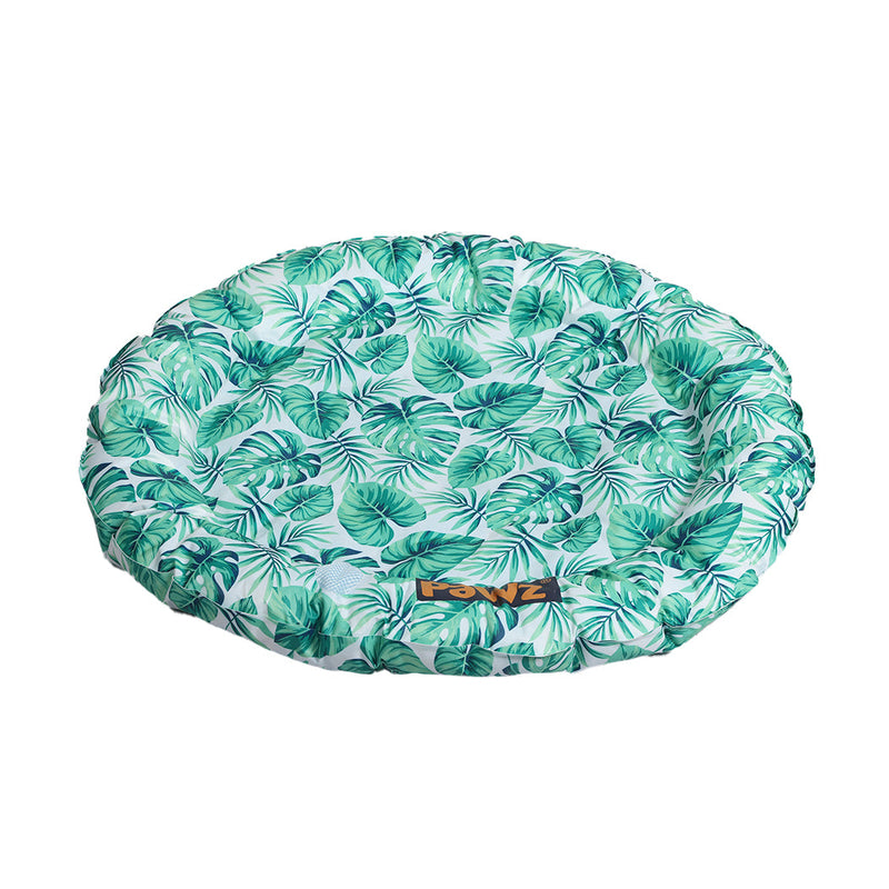 PaWz Pet Cool Gel Mat Cat Round Bed Dog Bolster Waterproof Self-cooling Pads Summer Blue- Floral Round