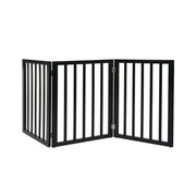 Wooden Pet Gate Dog Fence Retractable Barrier Portable Door 3 Panel Black