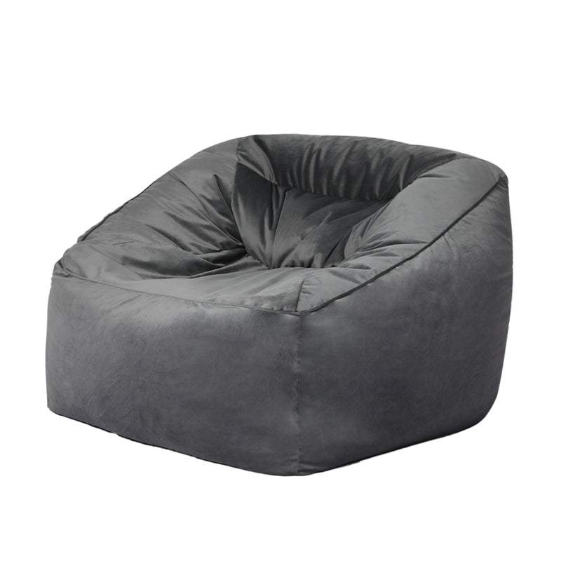 Marlow Bean Bag Chair Cover Soft Velevt Home Game Seat Lazy Sofa Cover Large Dark Gray